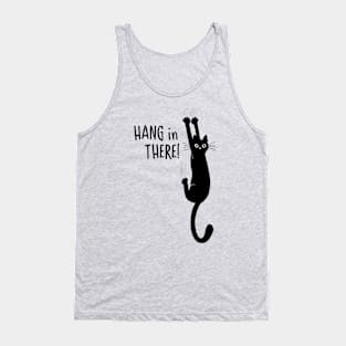 Hang in There Black Cat Hanging On Tank Top